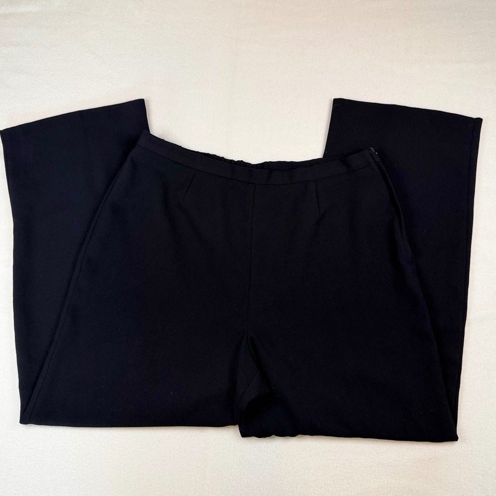 Black Dress Pants Elastic Waist Side Zip Trousers 16P